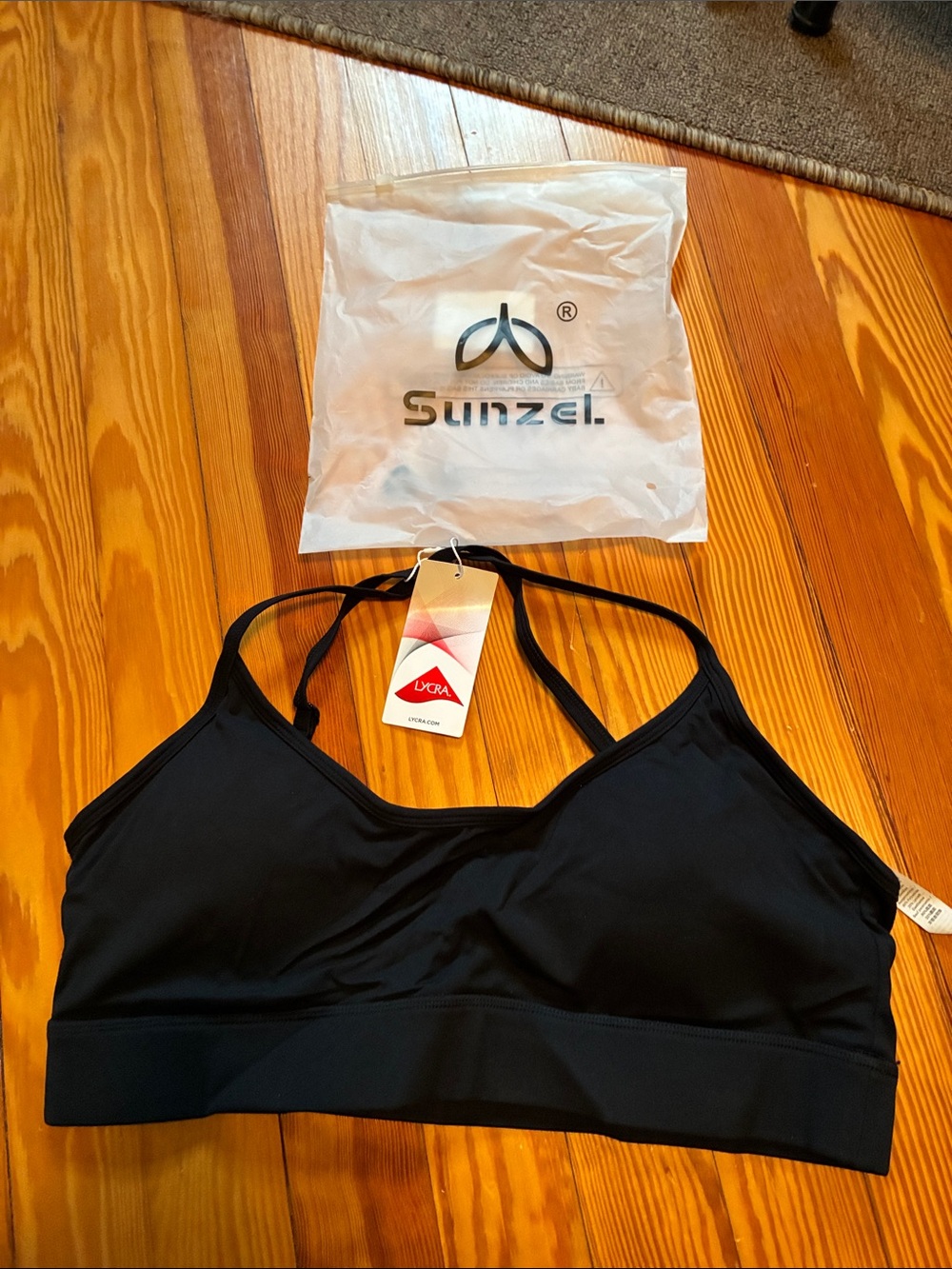 Sunzel Black Strappy Sports Bra for Women